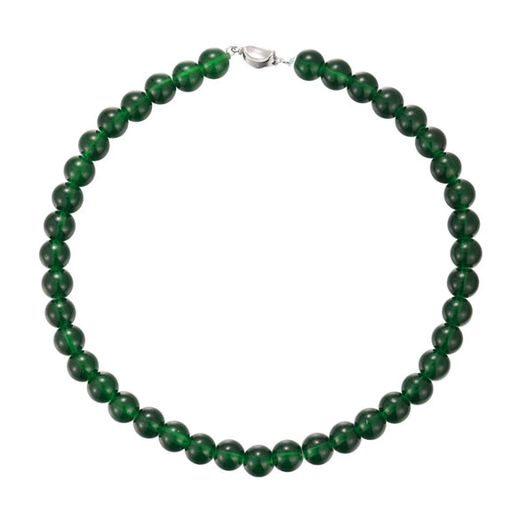 Wholesale Women's Glass Beaded Necklace With Geometric Style And Baking Paint Process And Ball Chain And Ingot Buckle Clasp