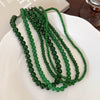 Wholesale Women's Glass Beaded Necklace With Geometric Style And Baking Paint Process And Ball Chain And Ingot Buckle Clasp
