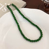 Wholesale Women's Glass Beaded Necklace With Geometric Style And Baking Paint Process And Ball Chain And Ingot Buckle Clasp