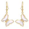 Wholesale Women's Glass Glaze Butterfly Earrings With 925 Silver Needle And Electroplating Treatment