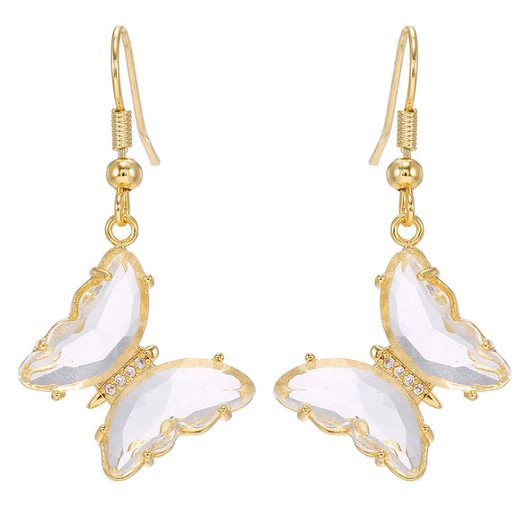 Wholesale Women's Glass Glaze Butterfly Earrings With 925 Silver Needle And Electroplating Treatment