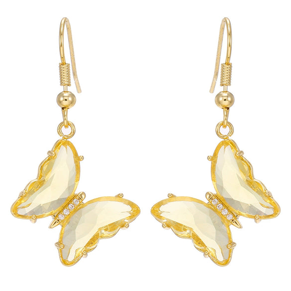 Wholesale Women's Glass Glaze Butterfly Earrings With 925 Silver Needle And Electroplating Treatment