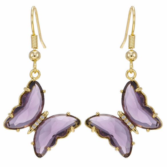 Wholesale Women's Glass Glaze Butterfly Earrings With 925 Silver Needle And Electroplating Treatment