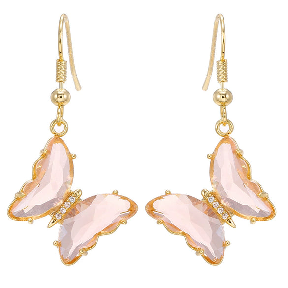Wholesale Women's Glass Glaze Butterfly Earrings With 925 Silver Needle And Electroplating Treatment