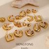 Wholesale Women's Glazed Textured Copper Earrings With Geometric Design And Electroplating