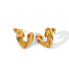 Wholesale Women's Glazed Textured Copper Earrings With Geometric Design And Electroplating