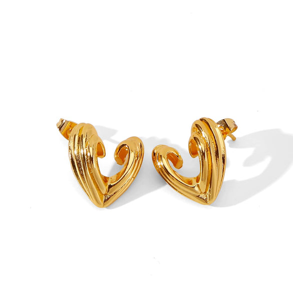 Wholesale Women's Glazed Textured Copper Earrings With Geometric Design And Electroplating
