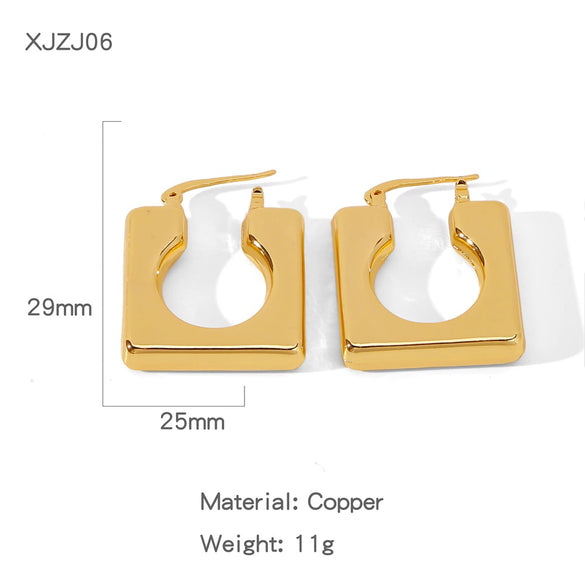 Wholesale Women's Glazed Textured Copper Earrings With Geometric Design And Electroplating
