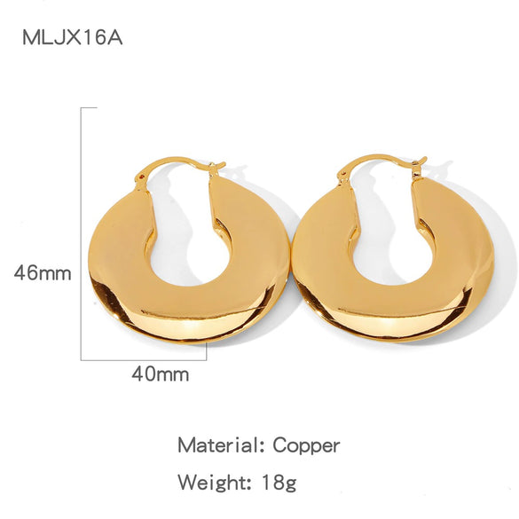 Wholesale Women's Glazed Textured Copper Earrings With Geometric Design And Electroplating