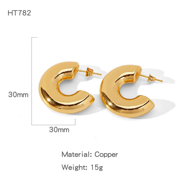 Wholesale Women's Glazed Textured Copper Earrings With Geometric Design And Electroplating