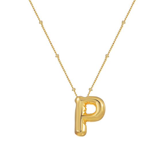 Wholesale Women's Glossy Bubble Letter Heart Copper Necklace Gold Plated With Ochain And Electroplating Treatment