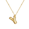 Wholesale Women's Glossy Bubble Letter Heart Copper Necklace Gold Plated With Ochain And Electroplating Treatment