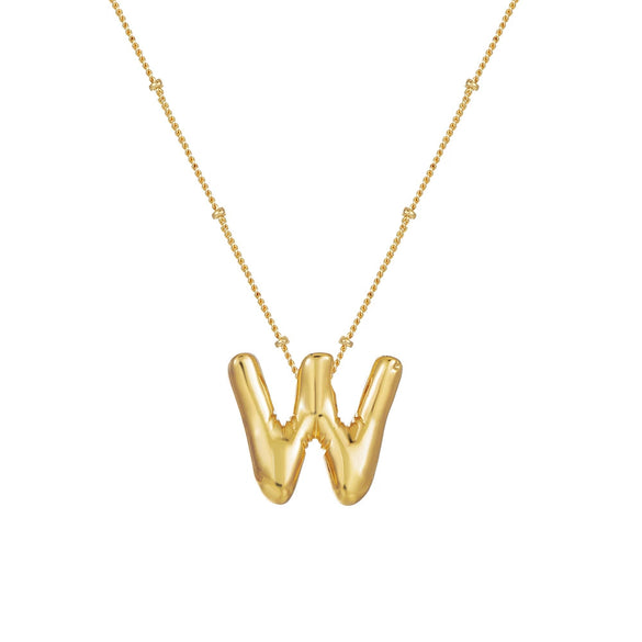 Wholesale Women's Glossy Bubble Letter Heart Copper Necklace Gold Plated With Ochain And Electroplating Treatment