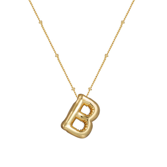 Wholesale Women's Glossy Bubble Letter Heart Copper Necklace Gold Plated With Ochain And Electroplating Treatment