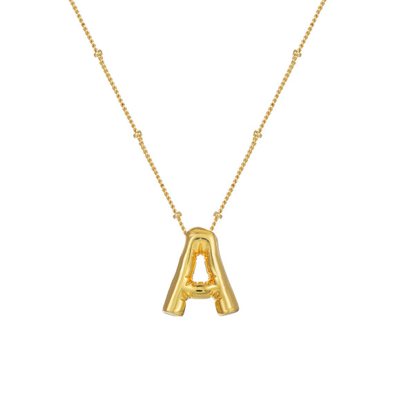 Wholesale Women's Glossy Bubble Letter Heart Copper Necklace Gold Plated With Ochain And Electroplating Treatment