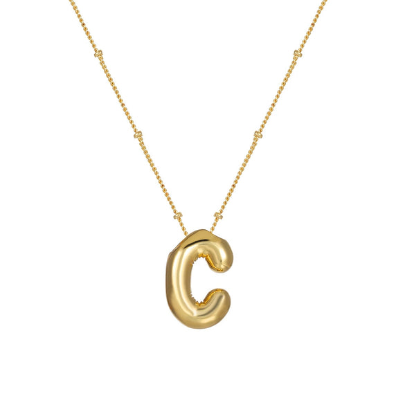 Wholesale Women's Glossy Bubble Letter Heart Copper Necklace Gold Plated With Ochain And Electroplating Treatment