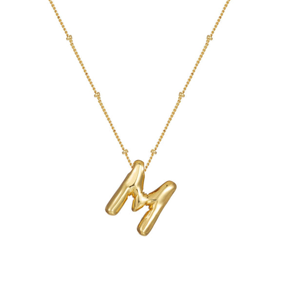 Wholesale Women's Glossy Bubble Letter Heart Copper Necklace Gold Plated With Ochain And Electroplating Treatment