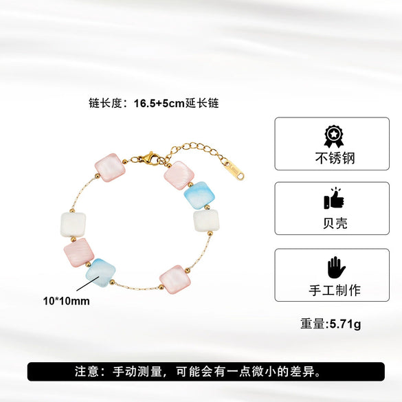 Wholesale Women's Glowing Nonfading Original Design Geometric Stainless Steel Bracelet With 18K Gold Vacuum Plating