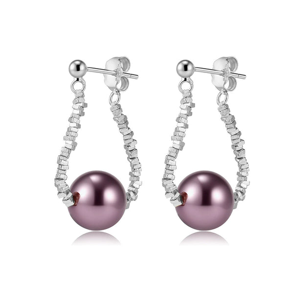 Wholesale Women's Glowing 925 Silver Electroplated Broken Silver Pearl Earrings Highend Minimalist Style