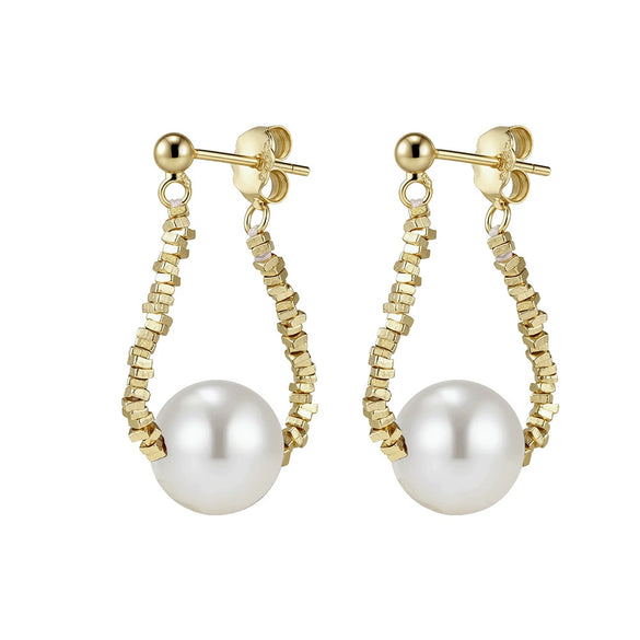 Wholesale Women's Glowing 925 Silver Electroplated Broken Silver Pearl Earrings Highend Minimalist Style