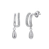 Wholesale Women's Glowing Titanium Steel And Stainless Steel Geometric Doublelayer Cring And Water Drop Pendant Earrings With Vacuum Real Gold Plating