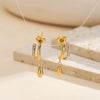 Wholesale Women's Glowing Titanium Steel And Stainless Steel Geometric Doublelayer Cring And Water Drop Pendant Earrings With Vacuum Real Gold Plating
