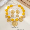 Wholesale Women's Gold Electroplated Alloy Jewelry Set With Geometric And Sunflower Patterns