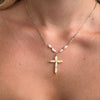 Wholesale Women's Gold Electroplated Stainless Steel Pearl Cross Pendant Necklace