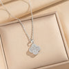 Wholesale Women's Gold Plated Copper And Zircon Fourleaf Clover Pendant Necklace With O Word Chain Light Luxury Style
