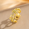 Wholesale Women's Gold Plated Copper Electroplated Open Ring With Heart Drop Geometric Shapes Ushaped Horseshoe Buckle