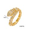 Wholesale Women's Gold Plated Copper Electroplated Snakeshaped Zircon Ring Light Luxury Jewelry
