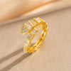 Wholesale Women's Gold Plated Copper Electroplated Snakeshaped Zircon Ring Light Luxury Jewelry