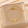 Wholesale Women's Gold Plated Copper Flower Shape Four Leaf Clover Bracelet Light Luxury Style