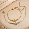 Wholesale Women's Gold Plated Copper Flower Shape Four Leaf Clover Bracelet Light Luxury Style