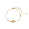 Wholesale Women's Gold Plated Copper Flower Shape Four Leaf Clover Bracelet Light Luxury Style