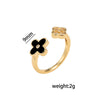 Wholesale Women's Gold Plated Copper Four Leaf Clover And Flower Open Ring With Electroplating