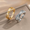 Wholesale Women's Gold Plated Copper Geometric Letter Studded Zircon Open Index Finger Ring