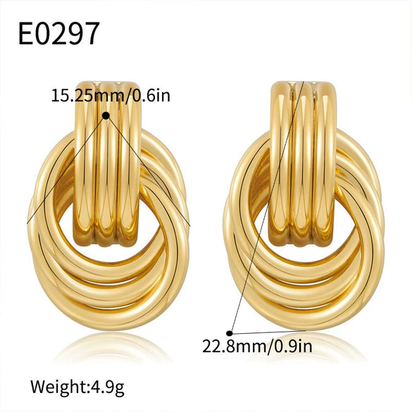 Wholesale Women's Gold Plated Copper Geometric Metal Winding Earrings With Electroplating