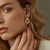 Wholesale Women's Gold Plated Copper Geometric Metal Winding Earrings With Electroplating