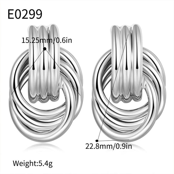 Wholesale Women's Gold Plated Copper Geometric Metal Winding Earrings With Electroplating