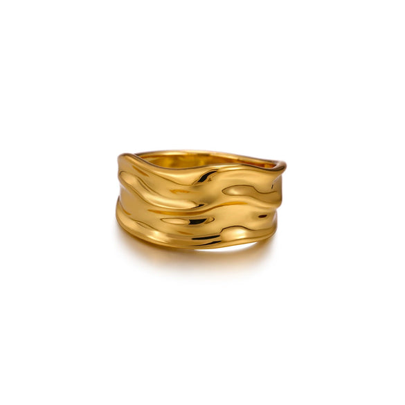 Wholesale Women's Gold Plated Copper Geometric Ring With Smooth Irregular Texture And Cold Light Luxury Style