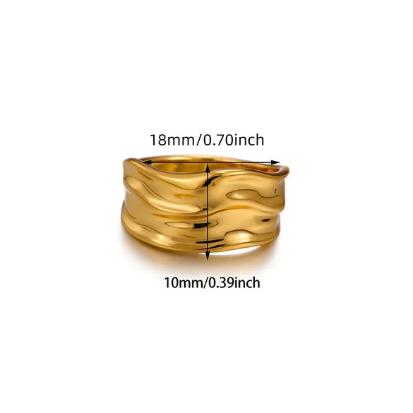 Wholesale Women's Gold Plated Copper Geometric Ring With Smooth Irregular Texture And Cold Light Luxury Style