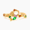 Wholesale Women's Gold Plated Copper Heart Shaped Cute Adjustable Ring With Colorful Zircon And Electroplating