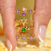 Wholesale Women's Gold Plated Copper Heart Shaped Cute Adjustable Ring With Colorful Zircon And Electroplating