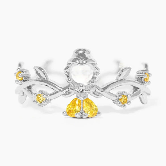Wholesale Women's Gold Plated Copper Heart Shaped Cute Adjustable Ring With Colorful Zircon And Electroplating