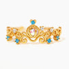 Wholesale Women's Gold Plated Copper Heart Shaped Cute Adjustable Ring With Colorful Zircon And Electroplating