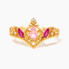 Wholesale Women's Gold Plated Copper Heart Shaped Cute Adjustable Ring With Colorful Zircon And Electroplating