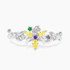 Wholesale Women's Gold Plated Copper Heart Shaped Cute Adjustable Ring With Colorful Zircon And Electroplating