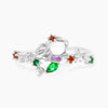 Wholesale Women's Gold Plated Copper Heart Shaped Cute Adjustable Ring With Colorful Zircon And Electroplating