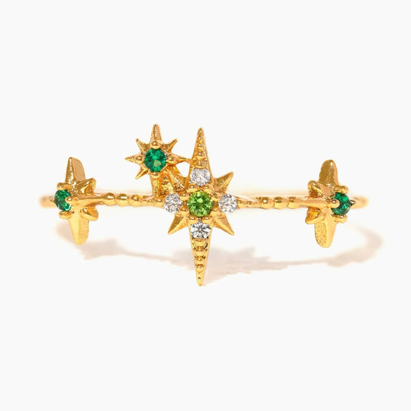 Wholesale Women's Gold Plated Copper Heart Shaped Cute Adjustable Ring With Colorful Zircon And Electroplating